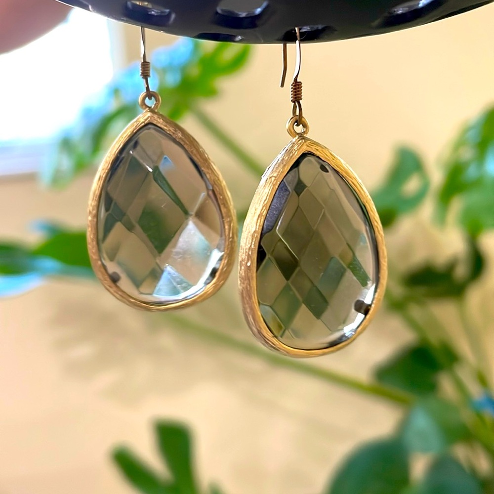 Gold and brown teardrop earrings
